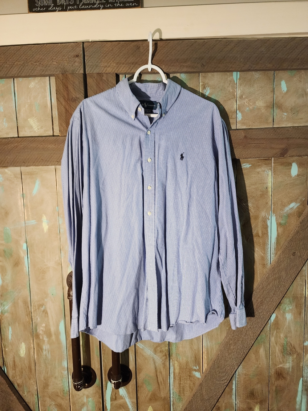Polo by Ralph Lauren  Blue/White Checkered Button-Down Oxford Shirt
